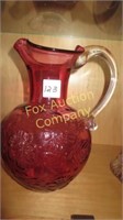 Rossi - Pitcher with Clear Handle - Cranberry