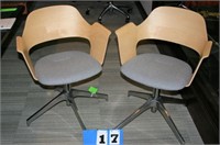 (2) IKEA Wood Back Swivel Chairs