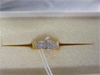 GOLD OVER STERLING RING WITH CLEAR STONES