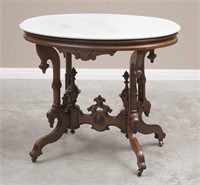 Victorian oval marble top Table, circa 1880s