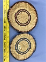 Lot of two 6" Hooper Bay grass trays, one is blue