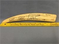 10.5" ivory tusk by Wilfred Mikkhah, scrimmed on o