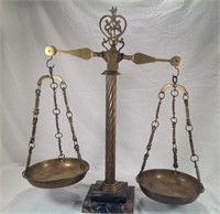 Vintage Brass Scale with Marble Base