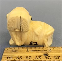 2.25" white ivory walrus with inset baleen eyes si