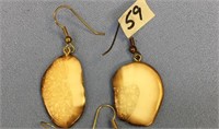 2 pairs of fossilized ivory earrings        (k 2)