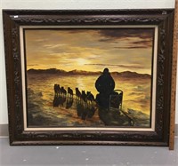 Large, 33" x 39" nicely framed original oil, of a