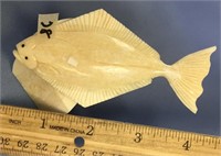 4" walrus ivory halibut with inset baleen eyes by