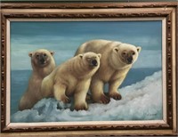 32 x 42" S. J. Park original oil of polar bears