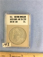 Morgan silver dollar 1878 marked AU58      (a 7)