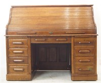 Antique American 60" oak roll top desk