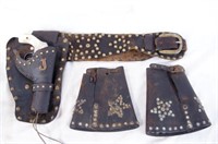 Cowboy holster, gun belt, cuffs plus 32 cal