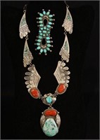 Native American Old pawn coral-turquoise necklace