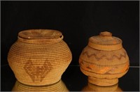 Native American baskets - Tlingit? w/ butterfly