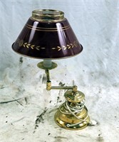 Brass Swing Arm Table Lamp W/ Metal Shade