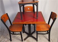 4 Metal & Wood Cafe Chairs W 30" Sq. Table