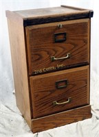 Vintage Solid Wood 2 Drawer File Cabinet