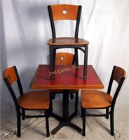 4 Metal & Wood Cafe Chairs W 30" Sq. Table