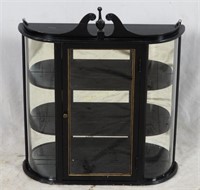Curved Glass Hanging Display Case W/ Mirrored Back