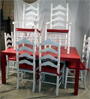 Vintage Mid Century Red White Dining Room Set