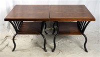 Two Universal Wrought Iron Parquet Accent Tables