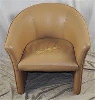 Leather Mid Century Modern Club Accent Chair
