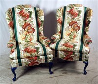 Pair Of Bright High Back Easy Chairs