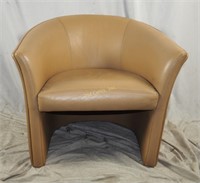 Leather Mid Century Modern Club Accent Chair