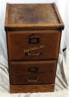 Vintage Solid Wood 2 Drawer File Cabinet
