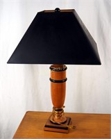 Modern Wood & Black Base Ornate 29" Table Lamp