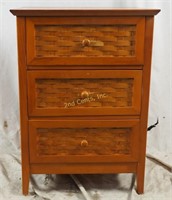 Mid Century Modern Basket Weave Wood Small Chest
