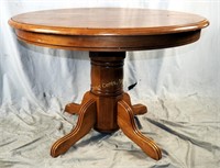 Vintage 42" Oak Wood Pedestal Dining Table