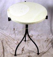 Stone Top 18" Wrought Iron Accent Table