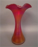 10” Tall Possinger Lg. 6 Ruffled Vase – Red