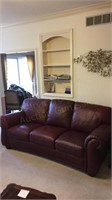 88" long Red leather 3 cushion sofa