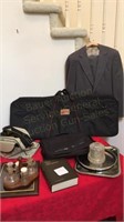 Lot of men's suite, ferry lamp, overnight bags,