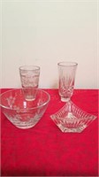 Lot of 4  leaded crystal Vases & Bowls