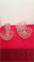 Lot of 4 leaded crystal bowls & vases