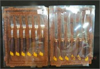 Set of 6 Glo-Hill Canada steak knives and forks