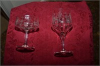 SET OF ETCHED GLASS STEMWARE