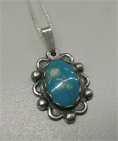 Native American Sterling Silver Turquoise Necklace