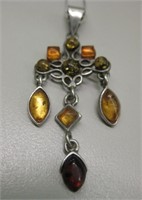 Sterling Silver Multi-Color Amber Necklace