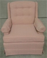 Mid Century Pink Cloth Swivel Rocking Chair