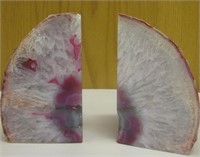 Two Pink Geode Bookends