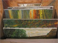 Large Box of 10 Original Unframed Oil Paintings