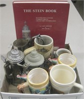 Lot of 8 Ceramic Steins & Stein Book