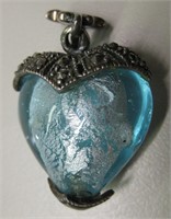 Sterling Silver Marcasite & Murano Glass Pendant