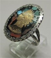 NA Sterling Silver Ring w/ 1907 Indian Head Cent