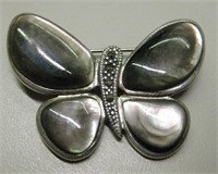 Sterling Silver Abalone Butterfly Brooch