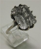 Large Sterling Silver Rutilated Quartz Ring
