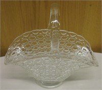 Large Vintage Glass Basket With Handle